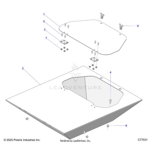 An Image of a Genuine Polaris Parts Schematic Diagram showing the schematic - BODY: REAR TOOLBOX - 2026 POLARIS RZR PRO R RACE