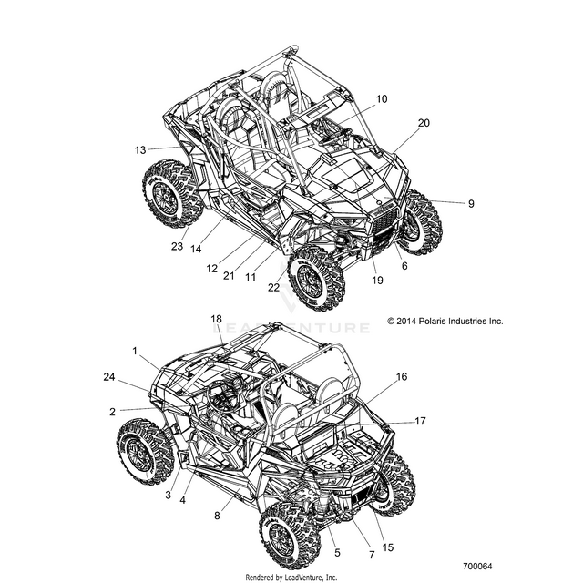 An Image of a Genuine Polaris Parts Schematic Diagram showing the schematic - BODY: DECALS - 2015 POLARIS RZR S 900