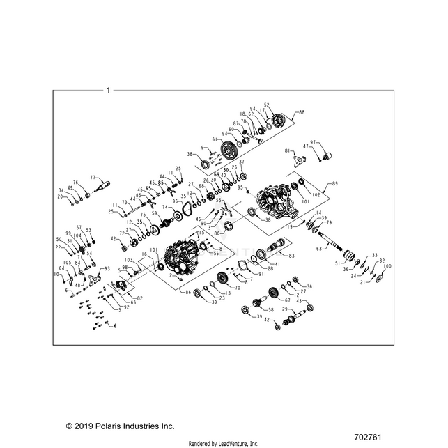 An Image of a Genuine Polaris Parts Schematic Diagram showing the schematic - DRIVE TRAIN: MAIN GEARCASE INTERNALS - 2021 POLARIS RZR 900 TRAIL/TRAIL S