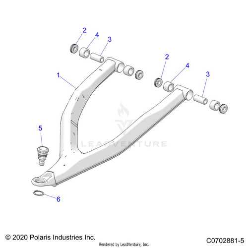 An Image of a Genuine Polaris Parts Schematic Diagram showing the schematic - SUSPENSION: FRONT CONTROL ARMS UPPER - 2023 POLARIS RZR TURBO R PREMIUM RIDE COMMAND