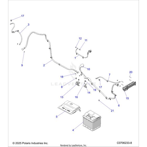 An Image of a Genuine Polaris Parts Schematic Diagram showing the schematic - ELECTRICAL: BATTERY - 2026 POLARIS RZR XP S 4 1000 ULTIMATE