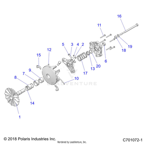 An Image of a Genuine Polaris Parts Schematic Diagram showing the schematic - DRIVE TRAIN: PRIMARY CLUTCH - 2021 POLARIS RZR XP 1000 HIGH LIFTER