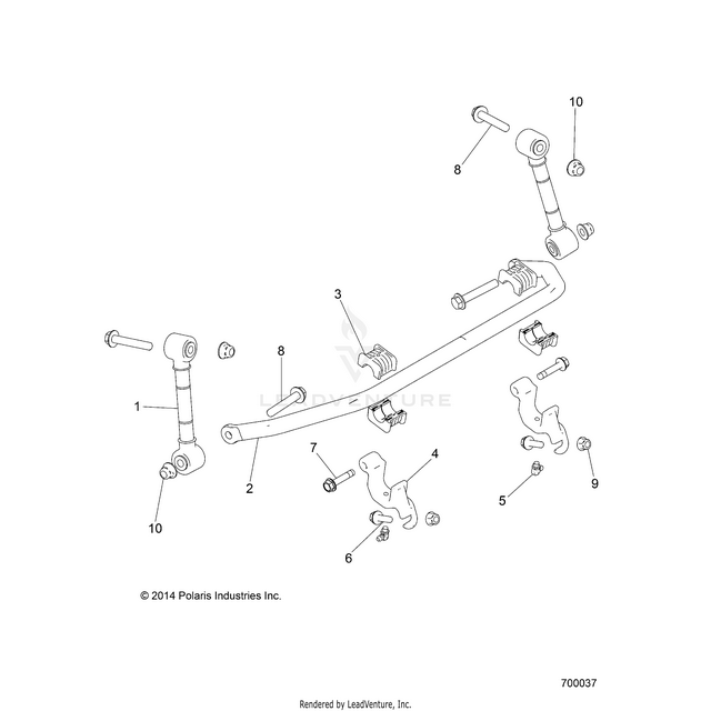 An Image of a Genuine Polaris Parts Schematic Diagram showing the schematic - SUSPENSION: STABILIZER BAR FRONT - 2016 POLARIS RZR XP 4 TURBO