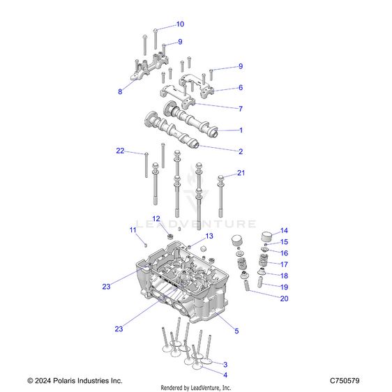 An Image of a Genuine Polaris Parts Schematic Diagram showing the schematic - ENGINE: CYLINDER HEAD AND VALVES - 2026 POLARIS RZR XP 4 1000 ULTIMATE