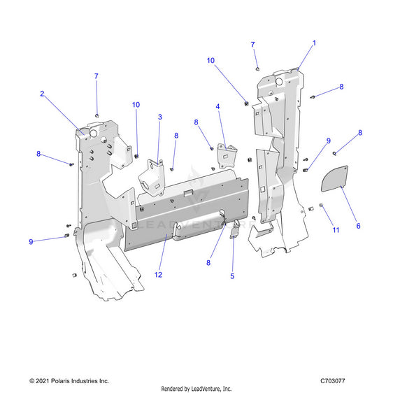 An Image of a Genuine Polaris Parts Schematic Diagram showing the schematic - BODY: REAR CLOSEOFF SIDE PANELS - 2022 POLARIS RZR PRO R 4 SPORT