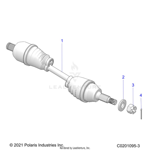 An Image of a Genuine Polaris Parts Schematic Diagram showing the schematic - DRIVE TRAIN: HALF SHAFT REAR - 2023 POLARIS RZR 200 EVAP