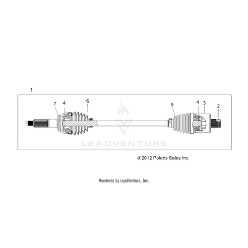 An Image of a Genuine Polaris Parts Schematic Diagram showing the schematic - DRIVE TRAIN: REAR DRIVE SHAFT - 2017 POLARIS RZR 570 S