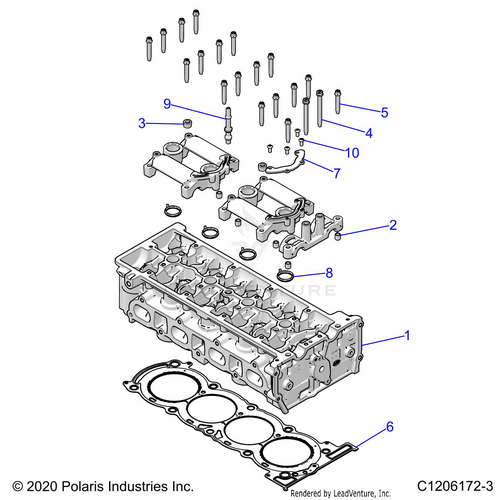 An Image of a Genuine Polaris Parts Schematic Diagram showing the schematic - ENGINE: CYLINDER HEAD - 2023 POLARIS RZR PRO R 4 LV