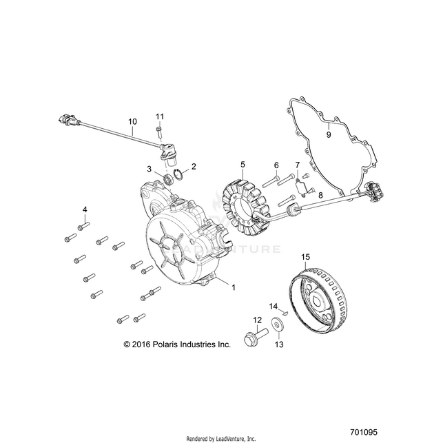 An Image of a Genuine Polaris Parts Schematic Diagram showing the schematic - ENGINE: STATOR and COVER - 2019 POLARIS RZR S 900
