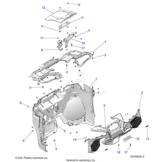 An Image of a Genuine Polaris Parts Schematic Diagram showing the schematic - BODY: DASH - 2026 POLARIS RZR XP 1000 ULTIMATE