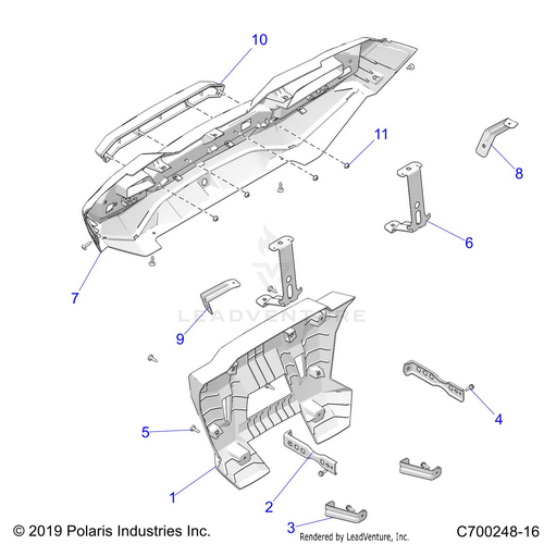 An Image of a Genuine Polaris Parts Schematic Diagram showing the schematic - BODY: REAR BUMPER - 2021 POLARIS RZR XP 1000 HIGH LIFTER