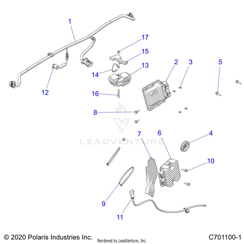 An Image of a Genuine Polaris Parts Schematic Diagram showing the schematic - ELECTRICAL: ECM REGULATOR - 2020 POLARIS RZR 900 EPS RIDE COMMAND
