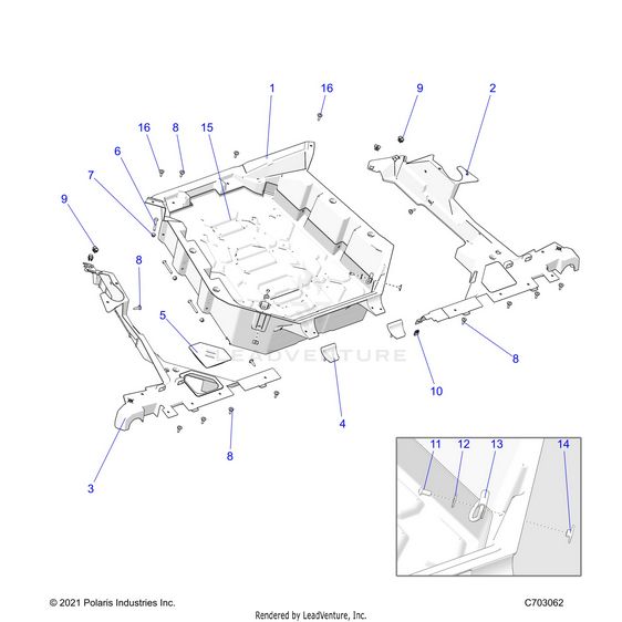 An Image of a Genuine Polaris Parts Schematic Diagram showing the schematic - BODY: REAR RACK - 2022 POLARIS RZR PRO R 4 ULTIMATE
