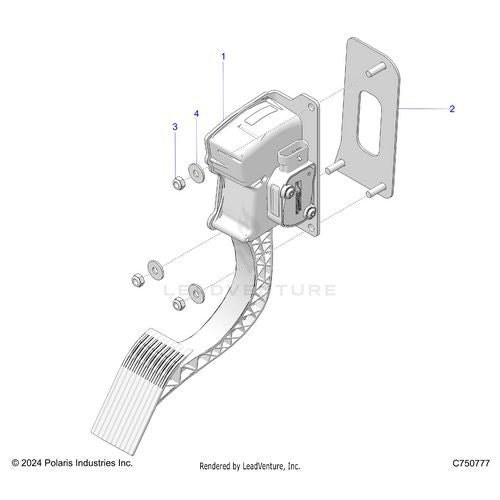 An Image of a Genuine Polaris Parts Schematic Diagram showing the schematic - ENGINE: THROTTLE PEDAL - 2025 POLARIS RZR PRO XP 4 ULTIMATE