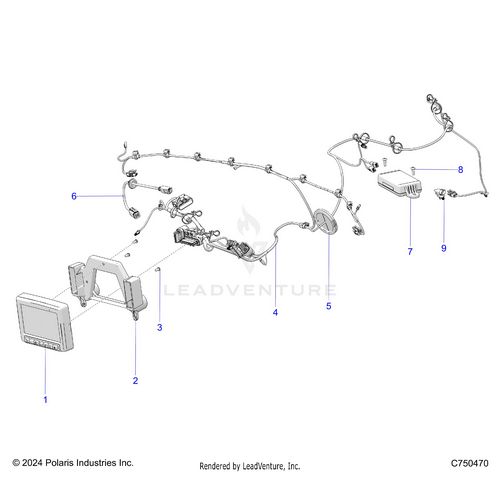 An Image of a Genuine Polaris Parts Schematic Diagram showing the schematic - ELECTRICAL: RIDE COMMAND - 2026 POLARIS RZR PRO S 4 ULTIMATE