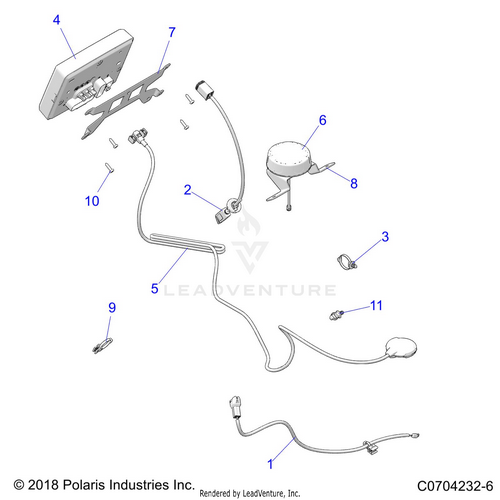 An Image of a Genuine Polaris Parts Schematic Diagram showing the schematic - ACCESSORY: AUDIO RIDE COMMAND - 2020 POLARIS RZR 900 EPS RIDE COMMAND