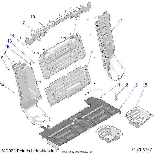 An Image of a Genuine Polaris Parts Schematic Diagram showing the schematic - BODY: REAR CLOSEOFF - 2023 POLARIS RZR PRO XP 4 ULTIMATE