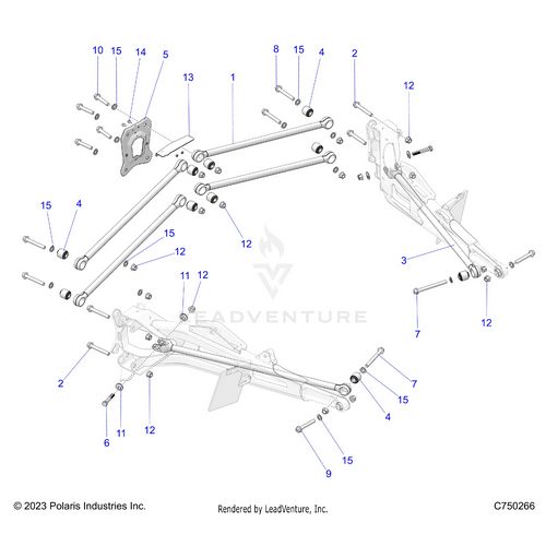 An Image of a Genuine Polaris Parts Schematic Diagram showing the schematic - SUSPENSION: REAR TRAILING ARMS MOUNTING - 2026 POLARIS RZR PRO S 4 ULTIMATE