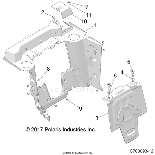 An Image of a Genuine Polaris Parts Schematic Diagram showing the schematic - BODY: REAR CLOSEOFF - 2019 POLARIS RZR RS1