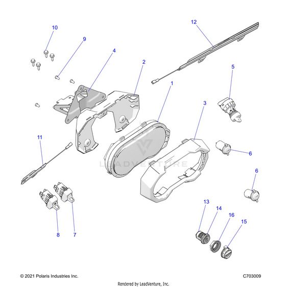 An Image of a Genuine Polaris Parts Schematic Diagram showing the schematic - ELECTRICAL: DASH INSTRUMENTS AND CONTROLS - 2022 POLARIS RZR PRO XP 4 ULTIMATE ROCKFORD LE
