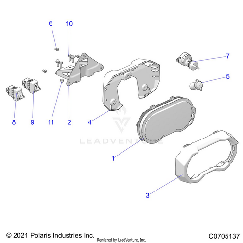 An Image of a Genuine Polaris Parts Schematic Diagram showing the schematic - ELECTRICAL: DASH INSTRUMENTS AND CONTROLS - 2021 POLARIS RZR PRO XP 4 SPORT