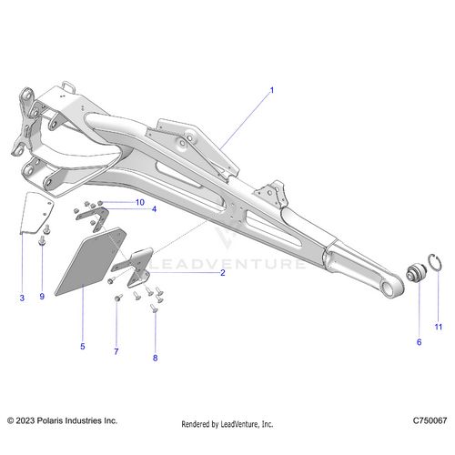 An Image of a Genuine Polaris Parts Schematic Diagram showing the schematic - SUSPENSION: TRAILING ARMS - 2026 POLARIS RZR PRO S 4 SPORT
