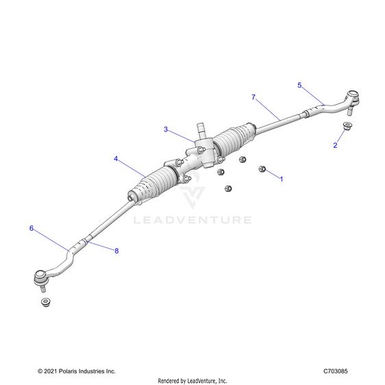 An Image of a Genuine Polaris Parts Schematic Diagram showing the schematic - STEERING: GEAR BOX - 2026 POLARIS RZR XP S 4 1000 SPORT