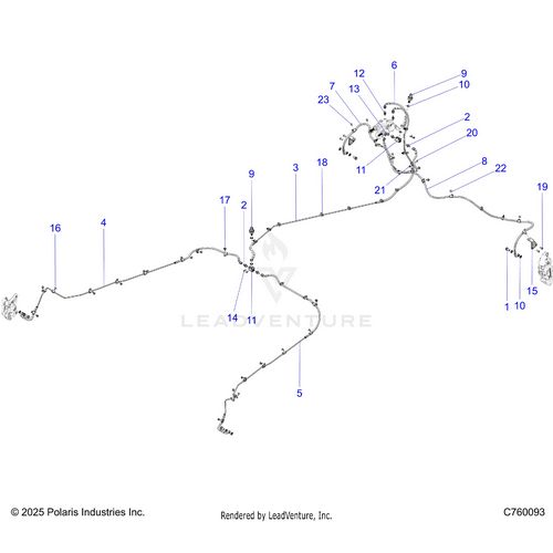 An Image of a Genuine Polaris Parts Schematic Diagram showing the schematic - BRAKES: BRAKE LINES - 2026 POLARIS RZR PRO R RACE
