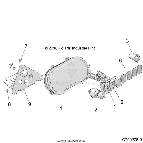 An Image of a Genuine Polaris Parts Schematic Diagram showing the schematic - ELECTRICAL: DASH INSTRUMENTS AND CONTROLS - 2022 POLARIS RZR XP 4 1000 SPORT