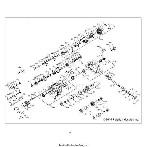 An Image of a Genuine Polaris Parts Schematic Diagram showing the schematic - DRIVE TRAIN: MAIN GEARCASE INTERNALS - 2015 POLARIS RZR 900/900 EPS