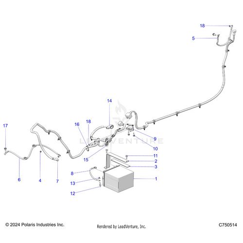 An Image of a Genuine Polaris Parts Schematic Diagram showing the schematic - ELECTRICAL: BATTERY AND RELATED - 2025 POLARIS RZR PRO S ULTIMATE