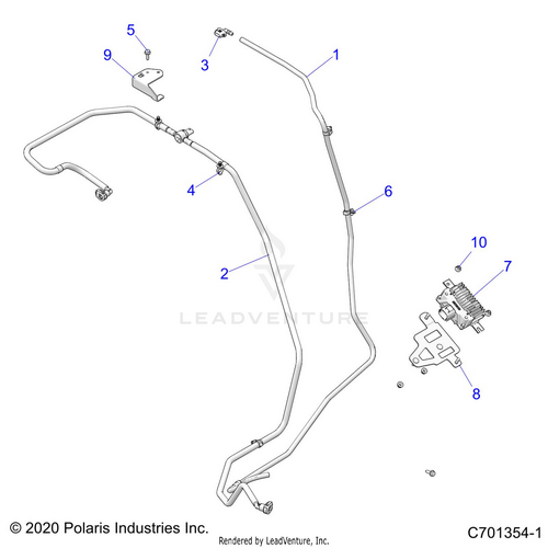 An Image of a Genuine Polaris Parts Schematic Diagram showing the schematic - BODY: FUEL LINES STD. - 2021 POLARIS RZR XP TURBO