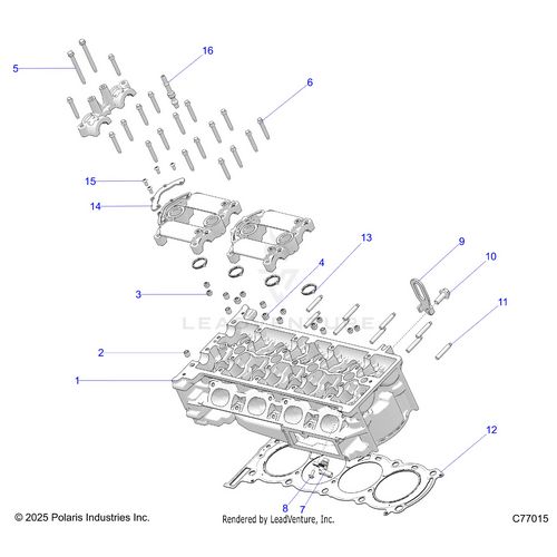 An Image of a Genuine Polaris Parts Schematic Diagram showing the schematic - ENGINE: CYLINDER HEAD - 2025 POLARIS RZR PRO R RACE