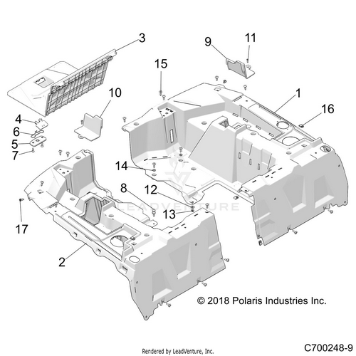 An Image of a Genuine Polaris Parts Schematic Diagram showing the schematic - BODY: REAR RACK - 2022 POLARIS RZR XP 4 1000 PREMIUM