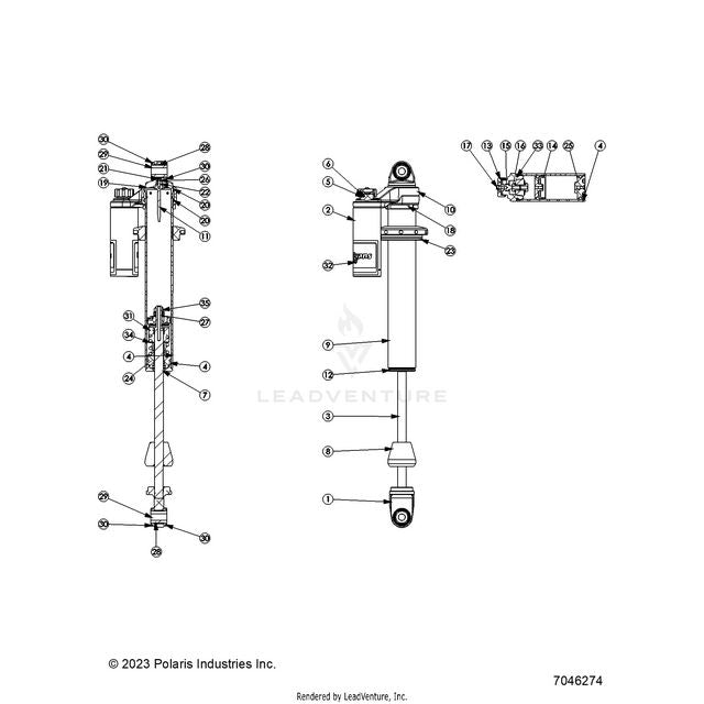 An Image of a Genuine Polaris Parts Schematic Diagram showing the schematic - SUSPENSION: FRONT SHOCK INTERNALS - 2026 POLARIS RZR XP 4 1000 SPORT