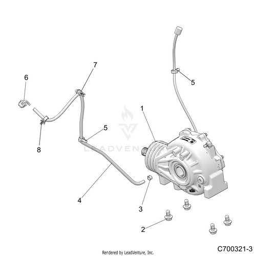 An Image of a Genuine Polaris Parts Schematic Diagram showing the schematic - DRIVE TRAIN: FRONT GEARCASE MOUNTING - 2022 POLARIS RZR XP 1000 SPORT