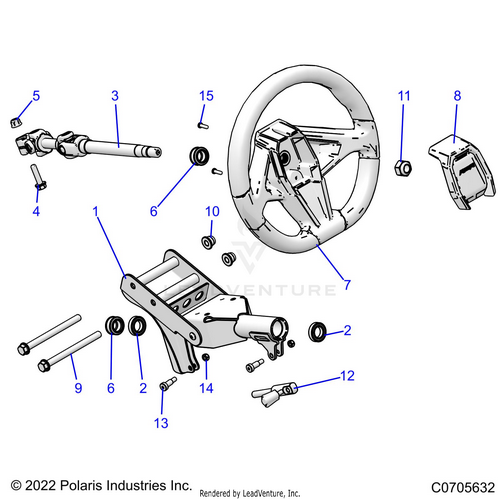 An Image of a Genuine Polaris Parts Schematic Diagram showing the schematic - STEERING: UPPER STANDARD - 2022 POLARIS RZR PRO XP 4 SPORT