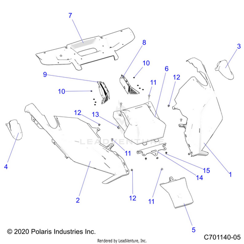An Image of a Genuine Polaris Parts Schematic Diagram showing the schematic - BODY: HOOD - 2023 POLARIS RZR PRO R ULTIMATE