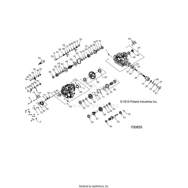An Image of a Genuine Polaris Parts Schematic Diagram showing the schematic - DRIVE TRAIN: MAIN GEARCASE - 2016 POLARIS RZR 570