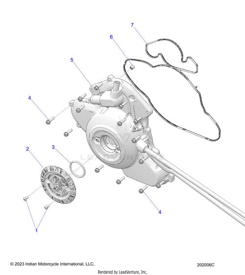 Exploded technical diagram of the Acg Cover Jblk by Polaris, displaying labeled OEM parts—bolts, gasket, cover, and a circular component—with each Polaris part numbered for easy identification.