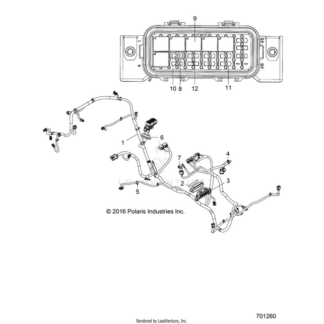 An Image of a Genuine Polaris Parts Schematic Diagram showing the schematic - ELECTRICAL: WIRE HARNESS - 2017 POLARIS RZR 570