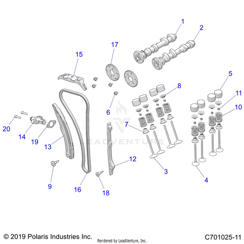 An Image of a Genuine Polaris Parts Schematic Diagram showing the schematic - ENGINE: VALVES and CAMSHAFTS - 2026 POLARIS RZR 900 TRAIL ULTIMATE