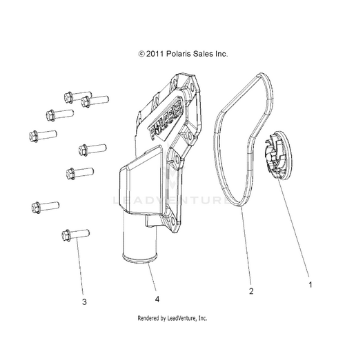 An Image of a Genuine Polaris Parts Schematic Diagram showing the schematic - ENGINE: WATERPUMP IMPELLER and COVER - 2017 POLARIS RZR 570 S