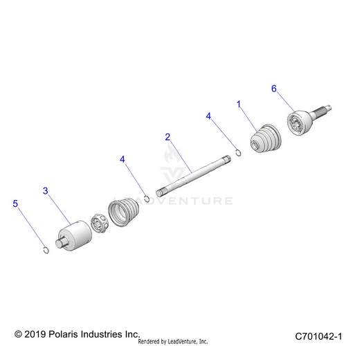 An Image of a Genuine Polaris Parts Schematic Diagram showing the schematic - DRIVE TRAIN: HALF SHAFT REAR - 2022 POLARIS RZR TRAIL 570