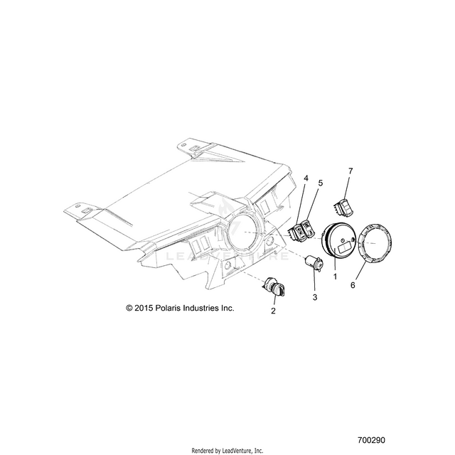 An Image of a Genuine Polaris Parts Schematic Diagram showing the schematic - ELECTRICAL: DASH INSTRUMENTS AND CONTROLS - 2016 POLARIS RZR XP 4 1000