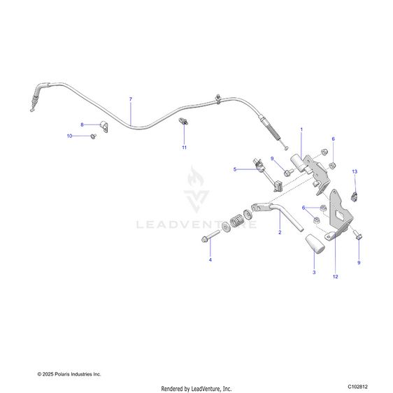 An Image of a Genuine Polaris Parts Schematic Diagram showing the schematic - BRAKES: PARK LOCK - 2023 POLARIS RZR 200 TROY LEE DESIGNS EVAP