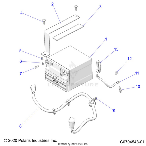 An Image of a Genuine Polaris Parts Schematic Diagram showing the schematic - ELECTRICAL: BATTERY - 2024 POLARIS RZR PRO R PREMIUM