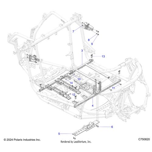 An Image of a Genuine Polaris Parts Schematic Diagram showing the schematic - CHASSIS: MOUNTING AND BRACKETS - 2025 POLARIS RZR PRO XP PREMIUM