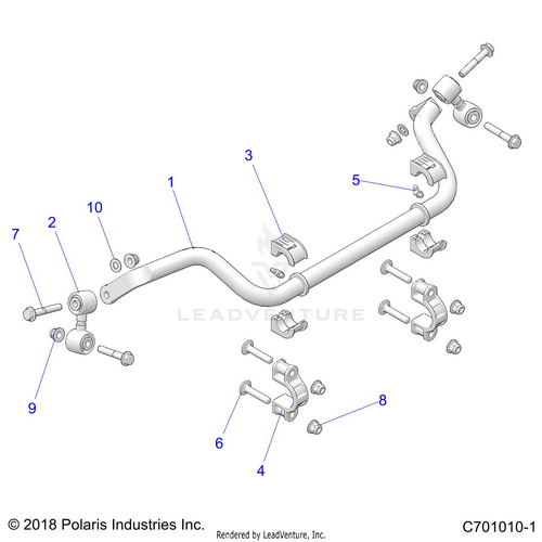 An Image of a Genuine Polaris Parts Schematic Diagram showing the schematic - SUSPENSION: REAR STABILIZER BAR - 2021 POLARIS RZR S 4 1000