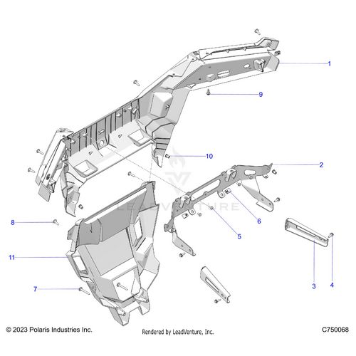 An Image of a Genuine Polaris Parts Schematic Diagram showing the schematic - BODY: REAR BUMPER - 2026 POLARIS RZR PRO XP 4 ULTIMATE